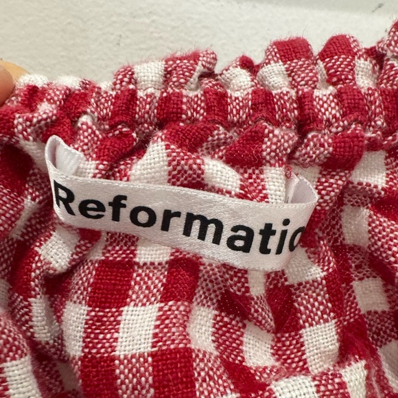 Reformation Oakgrove linen red gingham top - Picture 8 of 9